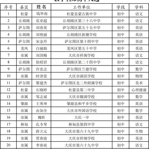 大庆市XXXX年最新干部公示报告概览