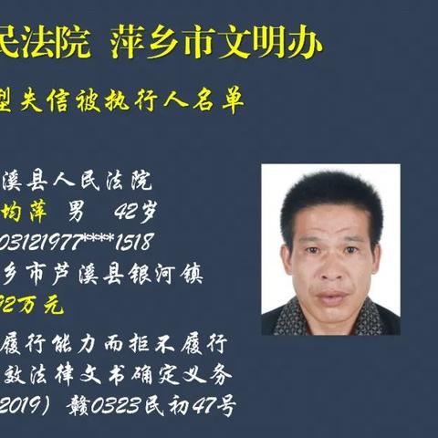 萍乡失信人员最新名单公布
